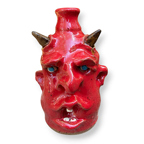 Tim Whitten 6" Blue Eyed Devil Face Jug DP6103